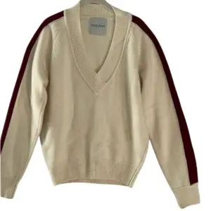 VALENTINO Briona Cream Varsity Wool Pullover