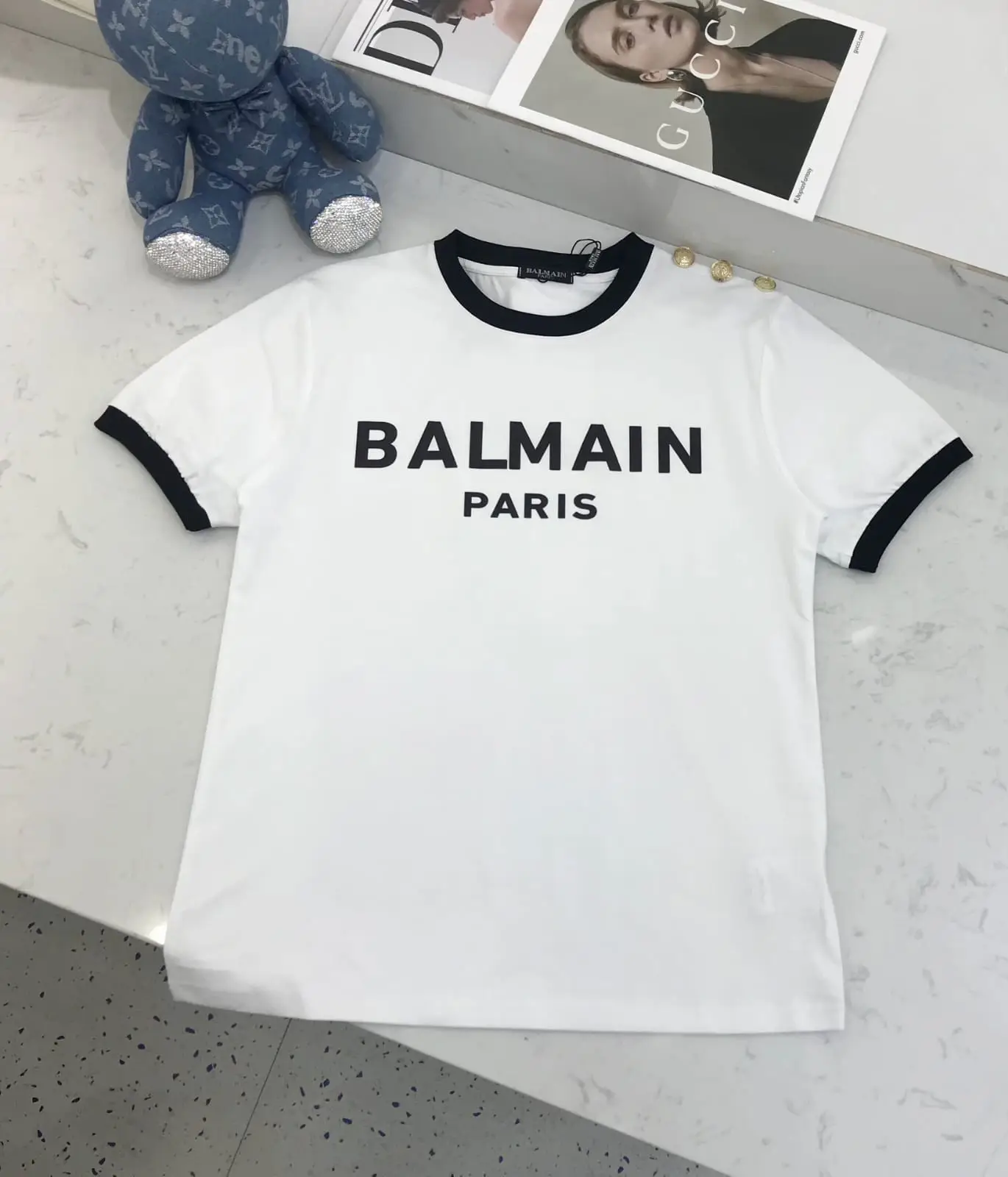 Balmain Flocked-Logo T-shirt Balmain Flocked-Logo T-shirt