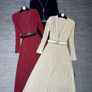 BALMAIN V-Neck Knit Midi Dress