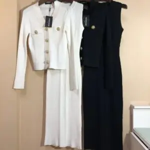 BALMAIN Cropped Tweed Jacket Skirt Set