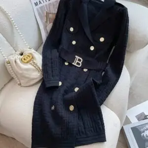 BALMAIN Slim Fit Knitted Pullover Dress