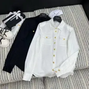 Balmain Embossed Buttons Silk Shirt