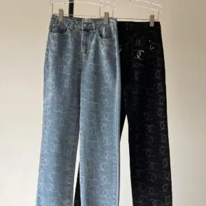 CHANEL LOGO Monogram Denim Jeans