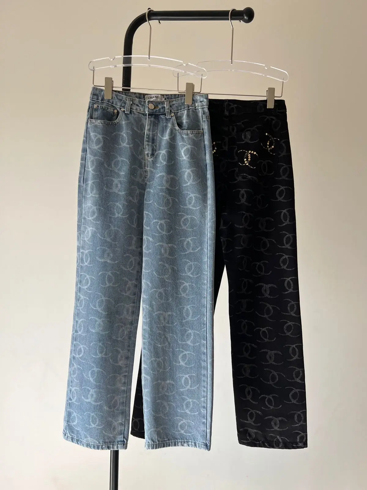 CHANEL LOGO Monogram Denim Jeans CHANEL LOGO Monogram Denim Jeans