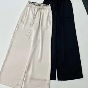 CHANEL Wide Leg Linen Pants