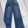 CHANEL Dark Blue White Silver Jeans