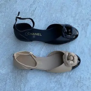 CHANEL Lambskin CC Logo Flat Sandal