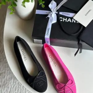 CHANEL Lambskin Cap-Toe Ballet Flat