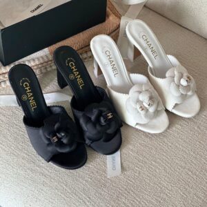 CHANEL Camellia Flower Heeled Sandals