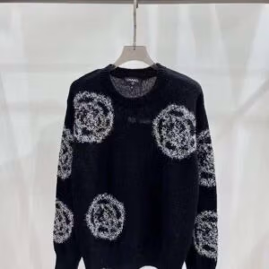 CHANEL Floral Cashmere Knit Sweater