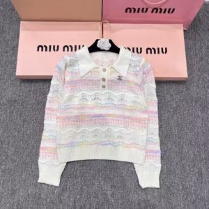 CHANEL Striped Collar Knit Sweater