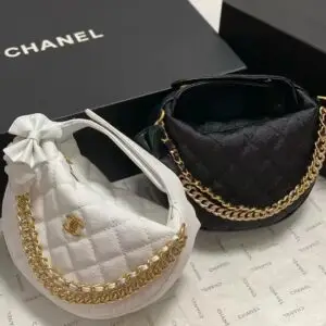 CHANEL Shiny Crumpled Lambskin Pouch