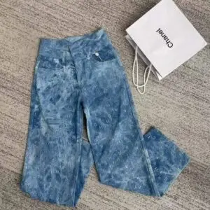 CHANEL Denim Wide Leg Jeans