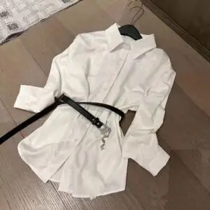 CHANEL Style Shirt Dress with Belt