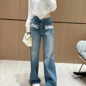 DIOR Women's Loose Fit Embroidered Jeans