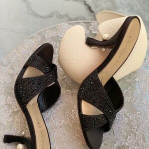 DIOR Crystal Cross-Strap Satin Mules