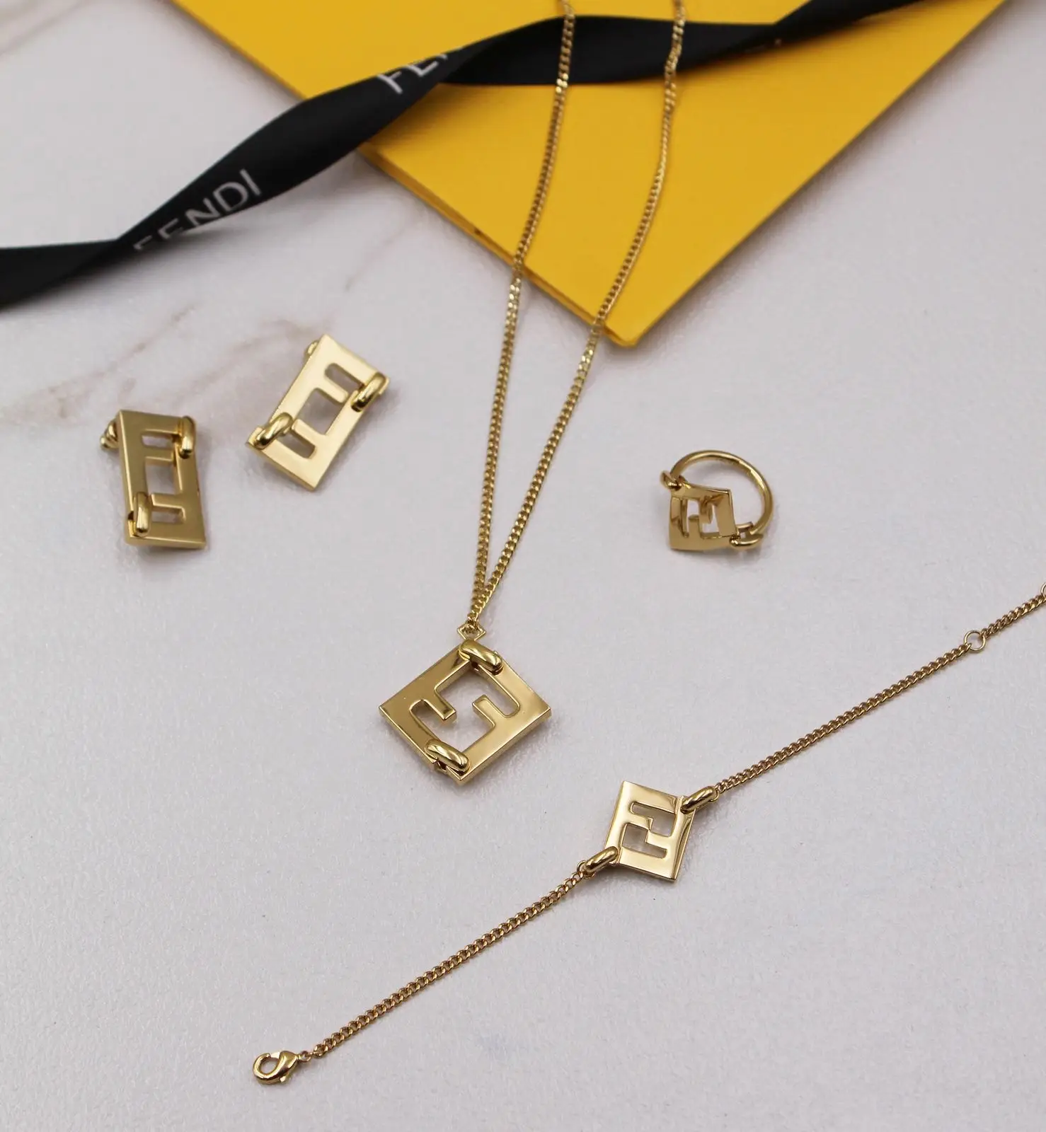 FENDI Rhinestone Letter Necklace FENDI Rhinestone Letter Necklace