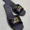 FENDI Ffold Leather Mules