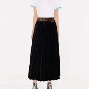 FENDI Pleated Black Maxi Skirt
