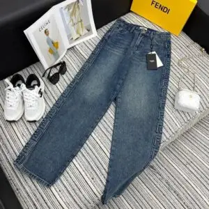 FENDI Wide Leg High Rise Jeans