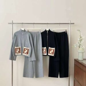 FENDI Casual Wide Leg Pants & Jacket Set