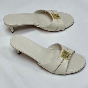 FENDI FFold Leather Medium Heel Sandal