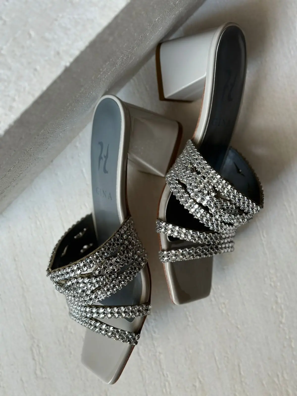 GINA Crystal Embellished Suede Platform Sandals GINA Crystal Embellished Suede Platform Sandals