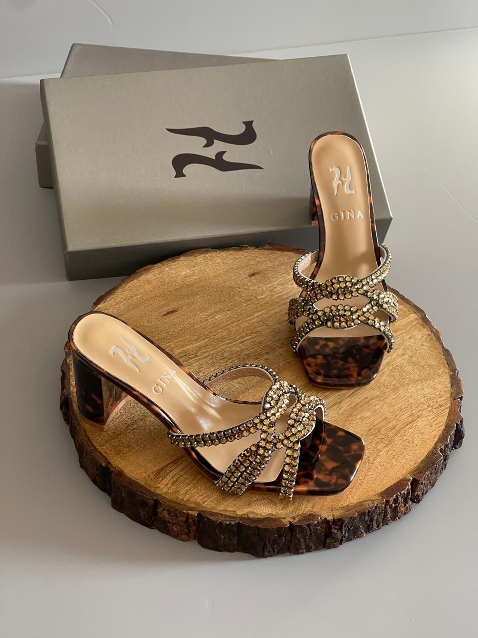 GINA Crystal Embellished Heeled Sandals GINA Crystal Embellished Heeled Sandals