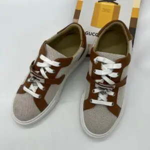 HERMES Beige Low-Top Leather Sneakers