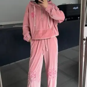 LOEWE Cropped Velour Hoodie & Jogger Set