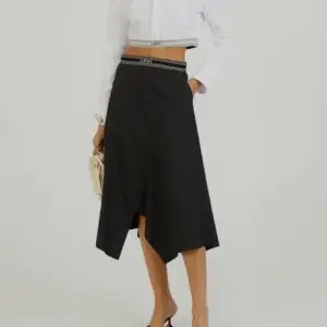 Loewe Asymmetric Wool Midi-Skirt