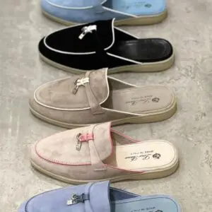 LORO PIANO Babouche Charms Walk Suede Loafers