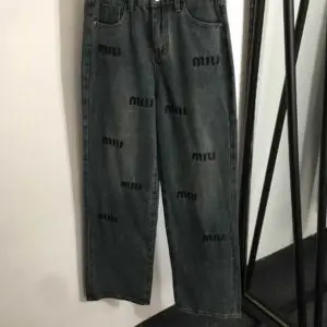 MIU MIU Line Art Print Straight Jeans