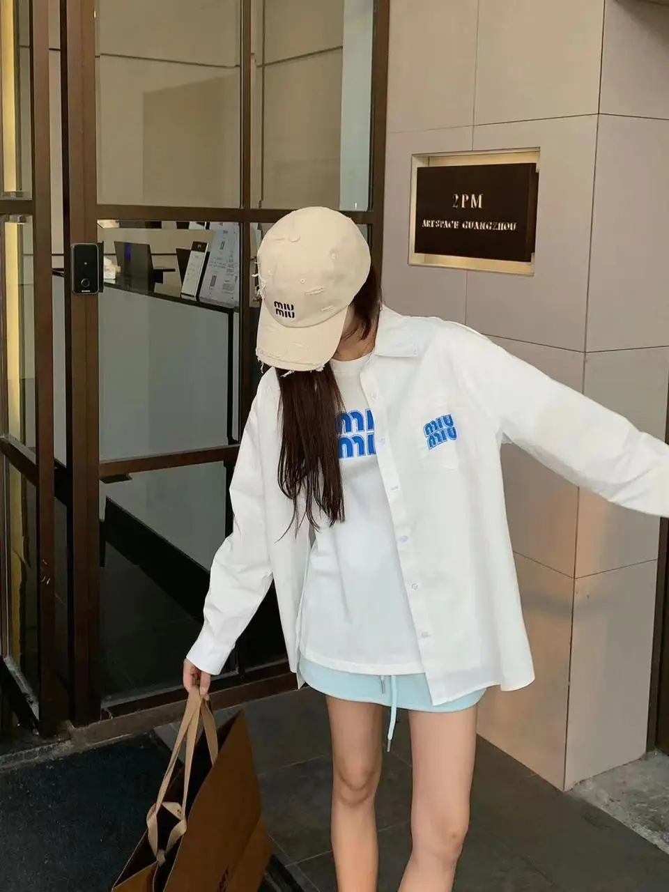 MIU MIU Modern White Long Sleeve Shirt for Women MIU MIU Modern White Long Sleeve Shirt for Women