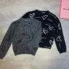 MIU MIU Soft Leather Jacket with Hearts Print