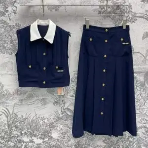 MIU MIU Sleeveless Top & Pleated Skirt Set