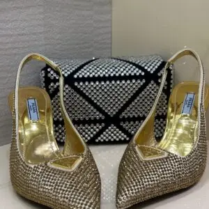 Prada Crystal Satin Slingback Heels