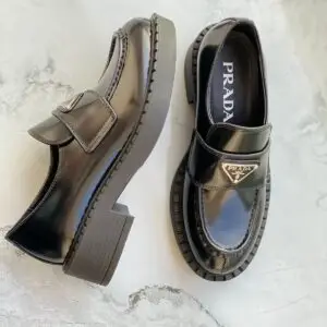 PRADA Brushed-Leather Loafers