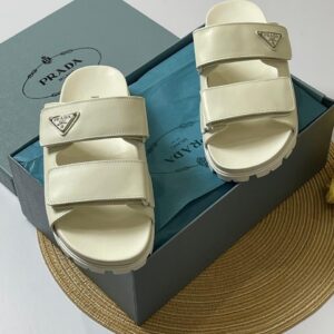 PRADA Leather Logo Slides