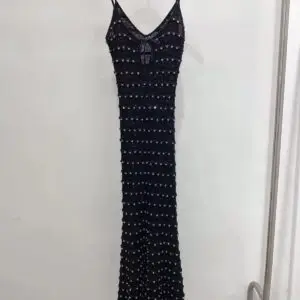 SANDRO Studded Knit Long Dress