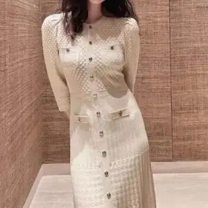 SANDRO Hollow Out Long Knit Dress