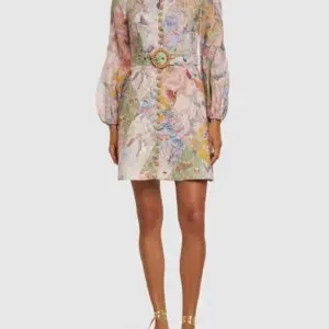 ZIMMERMAN Illustration Linen Mini Dress