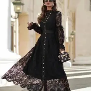 ZIMMERMAN Lantern Sleeve Lace-Up Dress