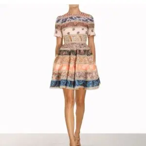 ZIMMERMAN Devi Spliced Silk Mini Dress