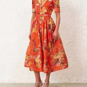 ZIMMERMAN Floral Print Silk Dress