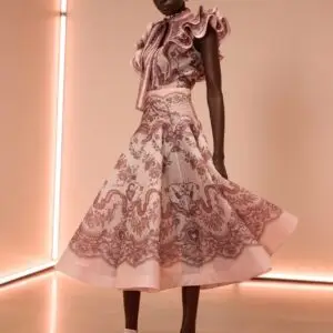 ZIMMERMAN Crush Flared Linen Silk Midi Skirt