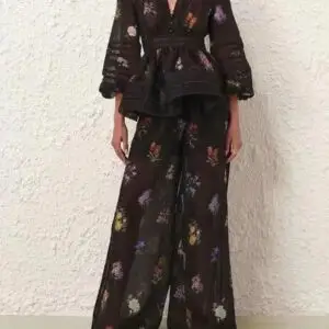 ZIMMERMANN Natura Pintuck Lace Wide-Leg Pant