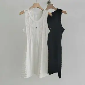 CHANEL-Inspired Ribbed Tank Top Sweater