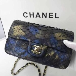 CHANEL Python Crochet Jumbo Flap Bag
