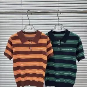 MIU MIU Striped Polo T-Shirt